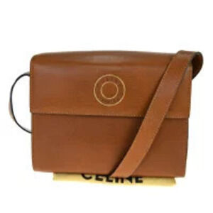 Celine Shoulder Bag Circle Brown Leather